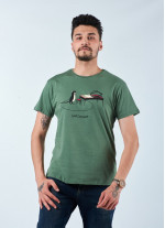 Fare Baskılı Kısa Kollu Yeşil Erkek T-Shirt